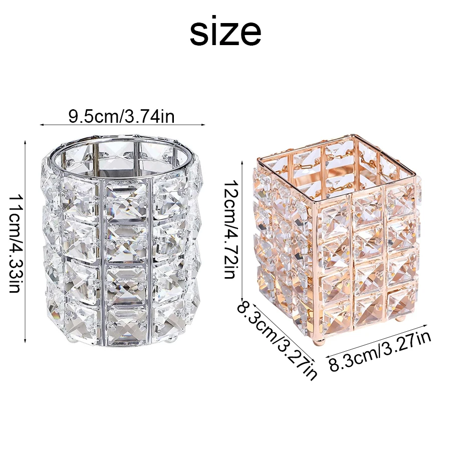 1Pcs Metal Nail Brush Makeup Brush Holder Crystal Pen Pencil Container Comb Brushes Organizer Jewelry Storage Box