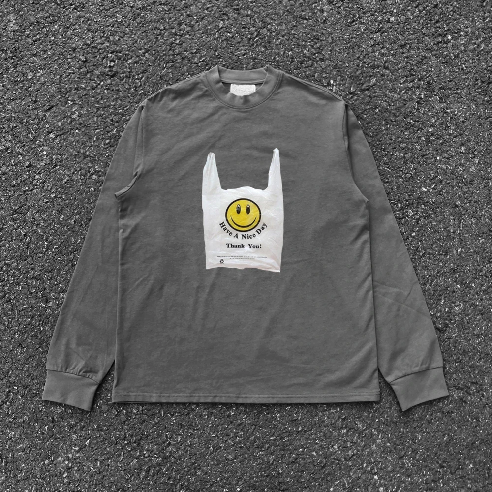 Loose Long Sleeve T-Shirt 260G Heavyweight Retro American Style Versatile Student Casual Couple's Sweatshirt Summer Fashion