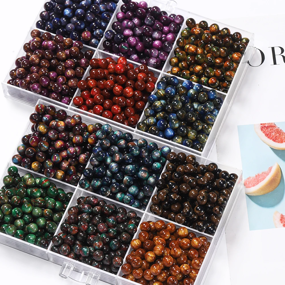 20-50pcs/lot Dark Color Mitation Cat Eye Round Resin Beads Bracelet Spacer Beads For DIY Charm Crafts Jewelry Making Findings