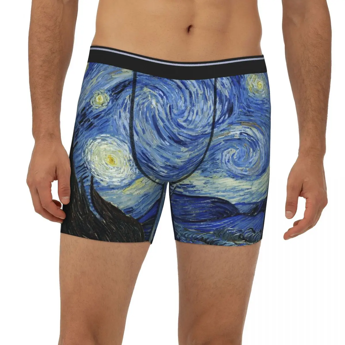 

Starry Night - Vincent Van Gogh Long Boxer Underpants Short Men's Panties Breathable Underwear for Homme Man Boyfriend Gifts