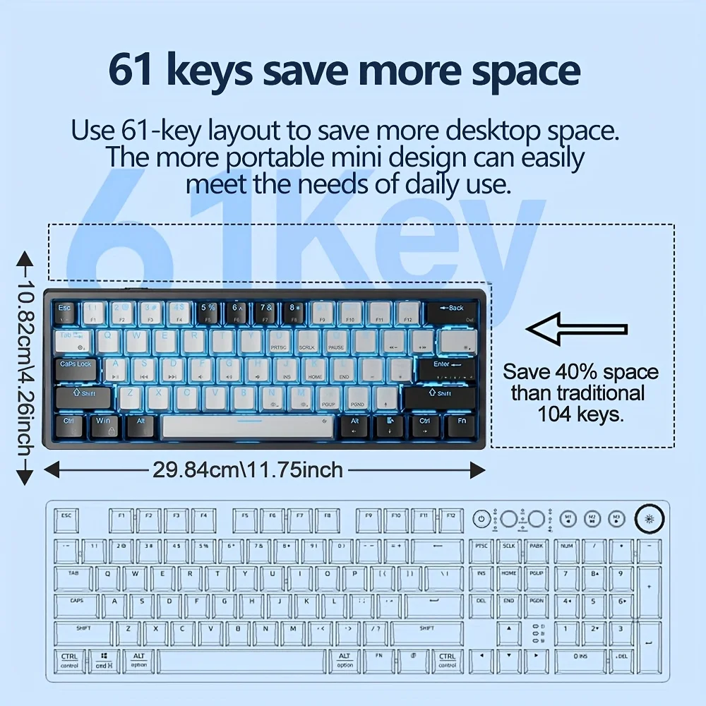 AULA F3361 Teclado mecánico con cable tecla completa Anti fantasma intercambio en caliente RGB e-sports Mini teclado para juegos 61 teclas accesorios de juego