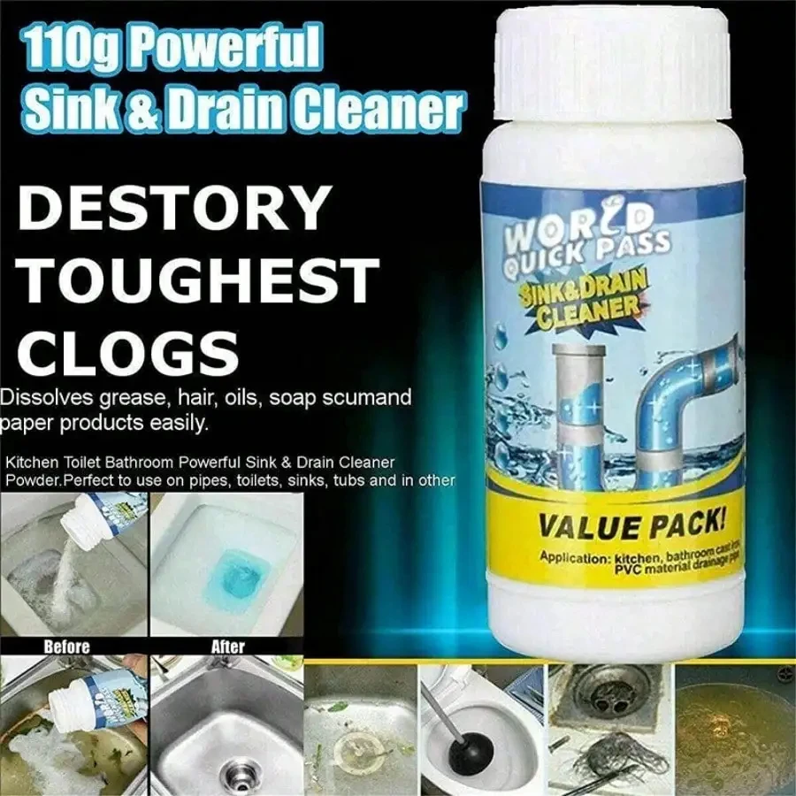 1/2/3/6/9/12pcs Sink & Drain Cleaner Powerful Pipe Dredging Agent Fast Foaming Sink and Drain Cleaner for Kitchen Pipes