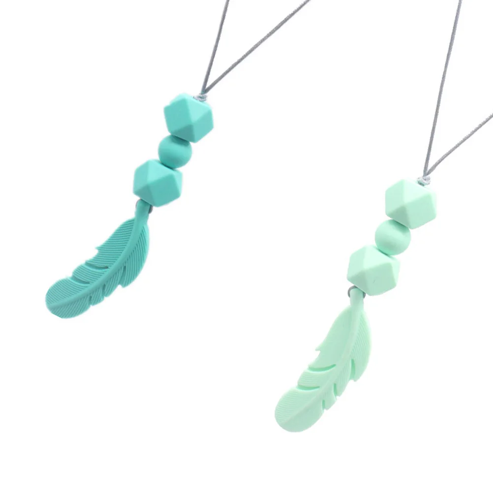 

2pcs Baby Molar Toy Teether Chew Necklace Safe Silicone Material Infants Teething Autism Sensory Needs Fashionable