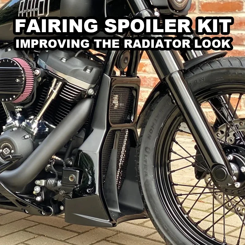 Custom Style Vivid Black HD 2018-2024 Softail Motorcycle Fairing Spoiler Kit Including Radiator Cover