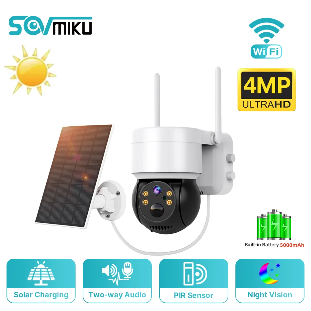 

Solar Camera WiFi PTZ Outdoor Wireless Solar IP Camera HD 4MP Video Surveillance Camera With Solar Panel Long Time Standby iCsee