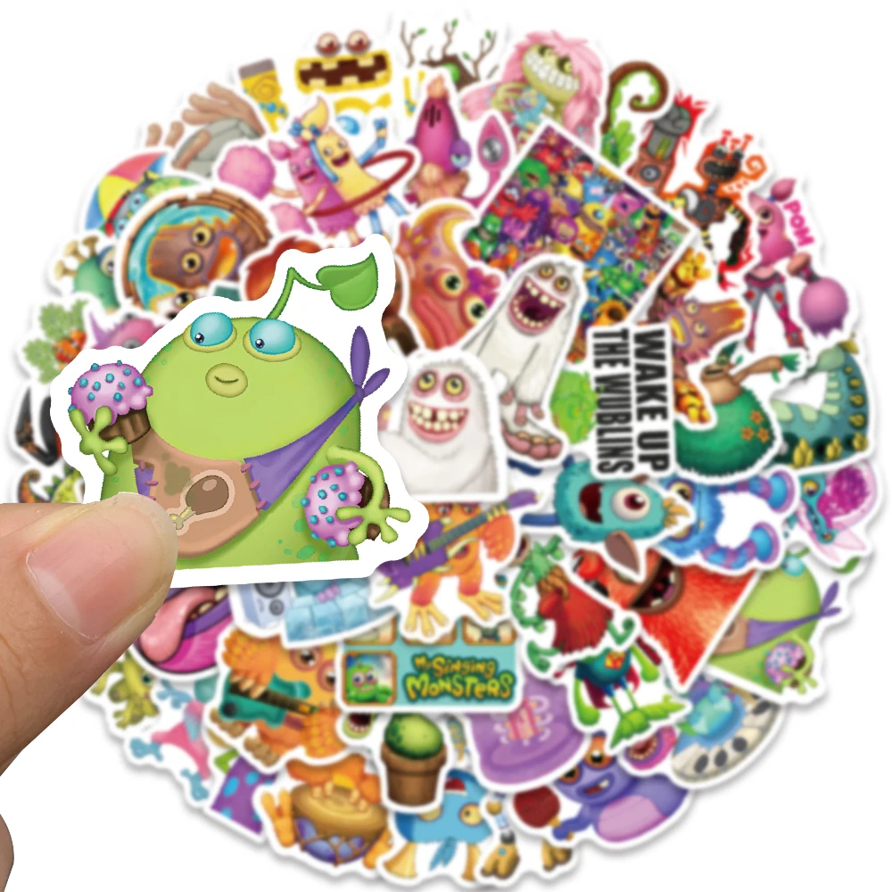 50pcs Cute Funny Cartoon Game My Singing Monsters Anime Stickers For Laptop Guitar Phone Luggage Waterproof Graffiti Decals