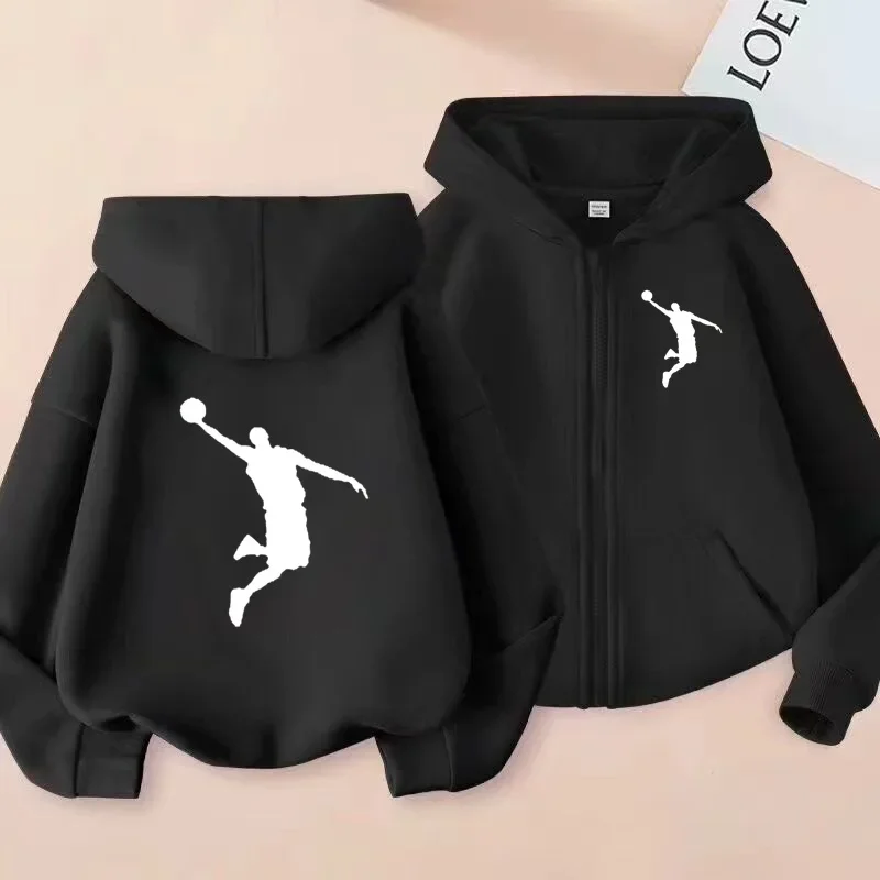 Children's Zipper Style Basketball Sweatshirt Fashion Idol star Coat Boys Girls 3-12 Yrs Hoodies Sports Casual Cardigan Clothing