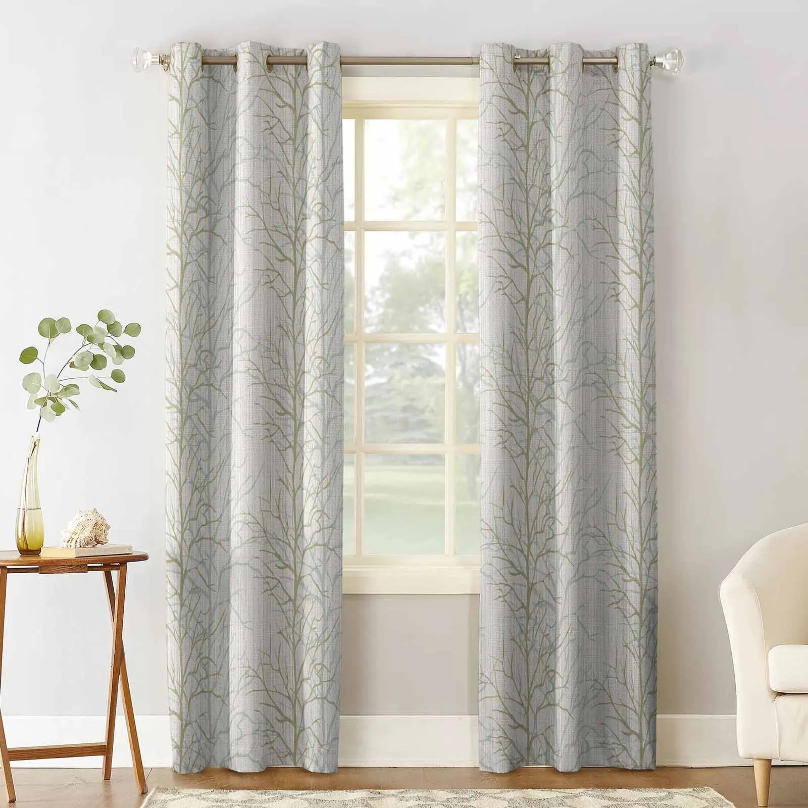 Overlay Of Tree Branch Loop Diagram Window Curtain Living Room Kitchen Curtain Panel Blackout Curtains For Bedroom