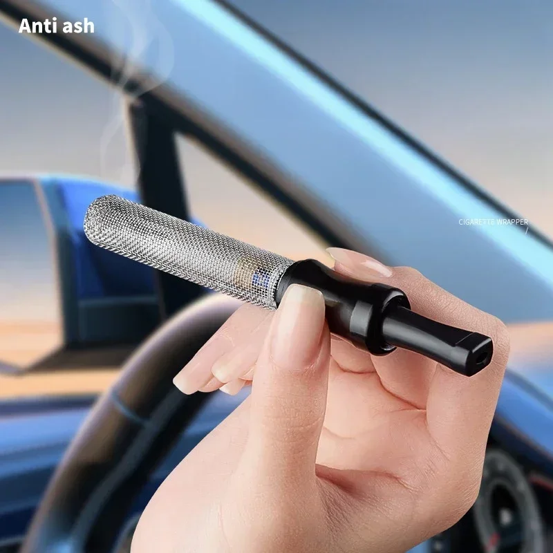 Aluminum Alloy Mini Anti dropping Ashtray Portable Ashtray Outdoor Car Indoor Home Office Resin Bite Cigarette Sleeve Men\'s Gift