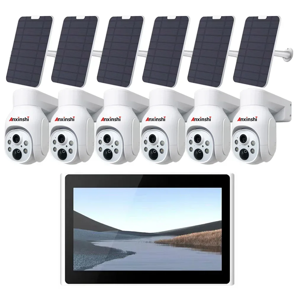 Anxinshi Brand Solar Wifi Camera CCTV System for Home Security 2 4  6  8 Channel Kits 4mp