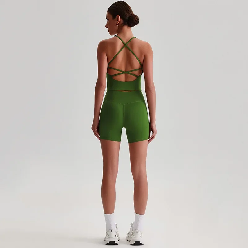 

Women's Yoga Outfit Set Summer Sports Bra Vest Breathable Quick-Dry Workout Clothes Gym Running Fitness Suit Yoga Outfit