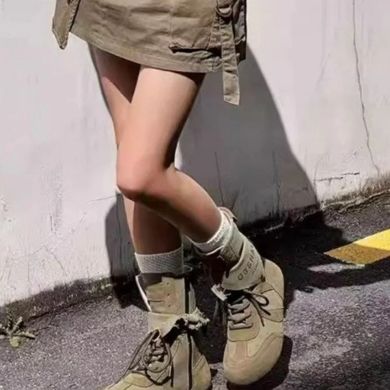 كعب منخفض (أقل 3 سم) أربعة مواسم PU الجانب سستة قصيرة أحذية الموضة مريحة زيادة المرأة حذاء من الجلد #3