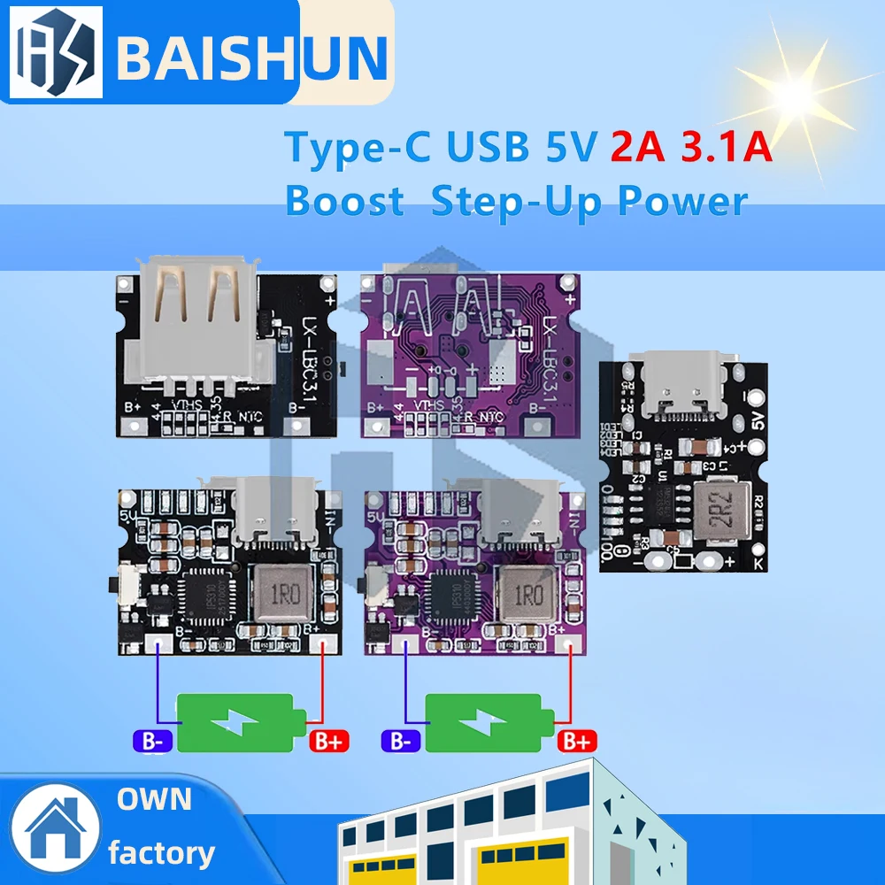 Module d'alimentation élévateur USB type-c 5V 2A 3,1a, panneau de Protection de charge de batterie au Lithium, affichage LED USB pour chargeur de bricolage