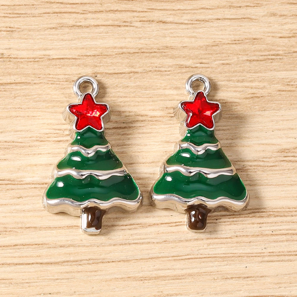 Tusember 5 Stück Emaille-Weihnachtsanhänger mit Weihnachtsmann, Schneeflocke und Schneemann für Weihnachtshalsketten, Ohrringe, Armbänder und Bastelarbeiten – Detail 8