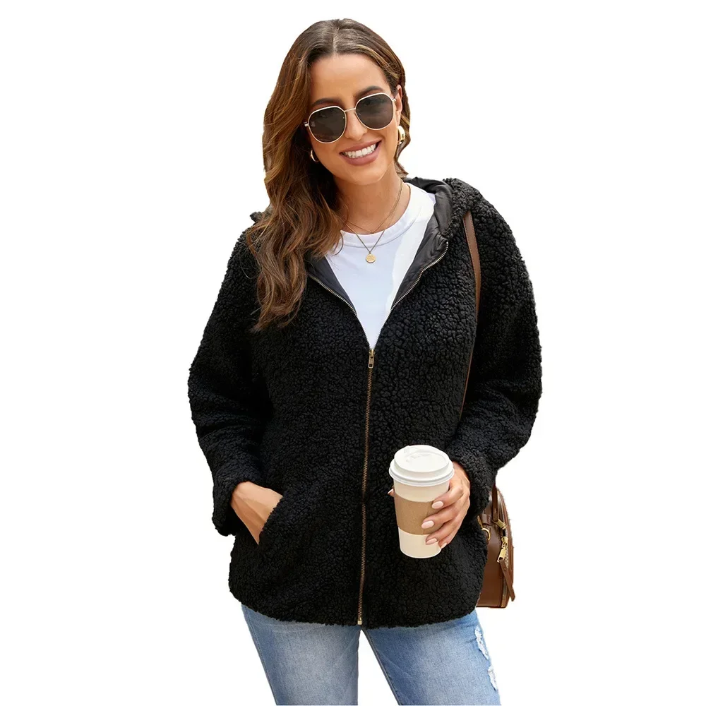 2024 New Winter and Autumn Women Long Sleeve Soft Fleece Jackets Coats Fashion Ladies Coats