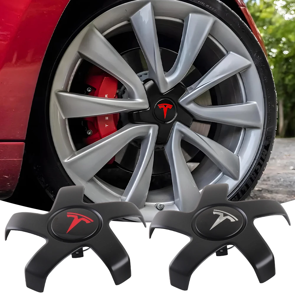

For Tesla Model 3/Model Y 2018-2021 4Pcs 19 Inch Car Wheel Hub Center Cap Auto Rim Cover Replacement Accessories