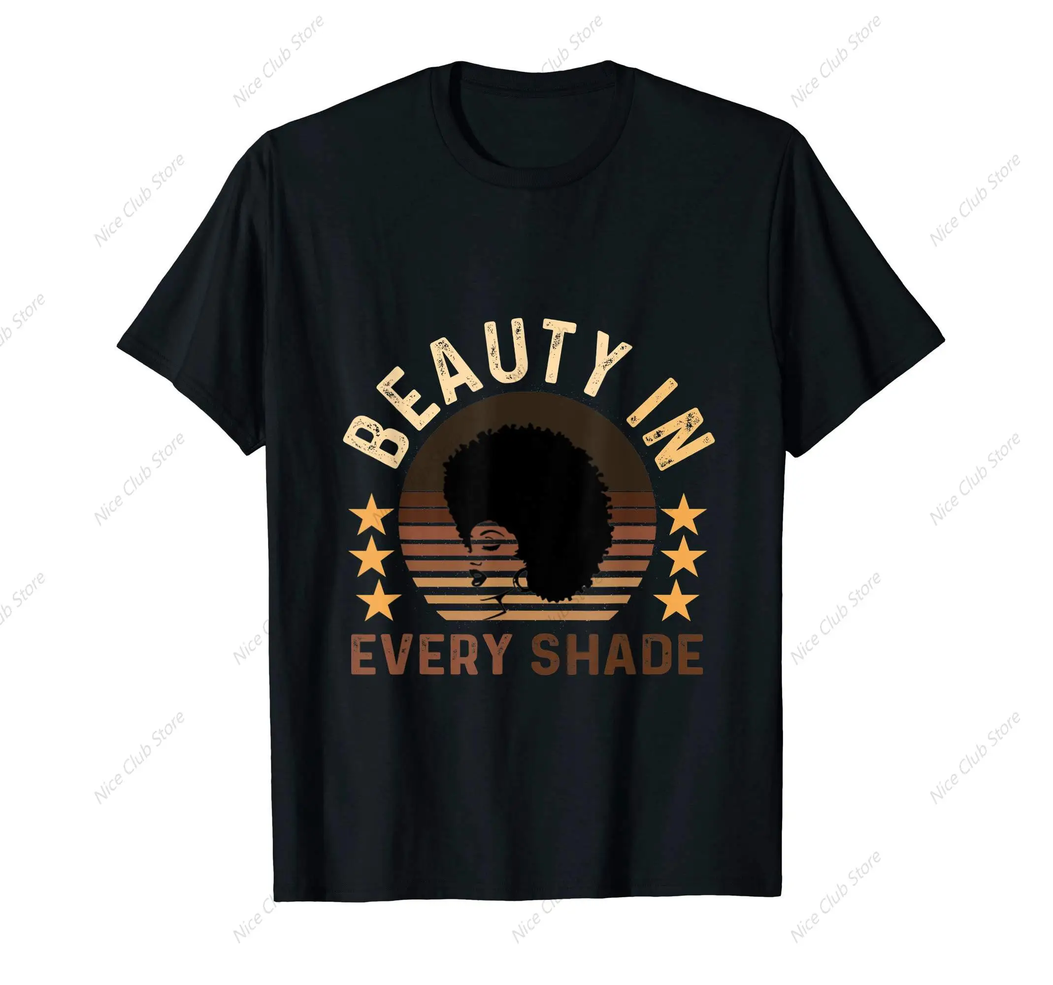 Beauty In Every Shade Vintage Melanin Uplifting Slogan T-Shirt