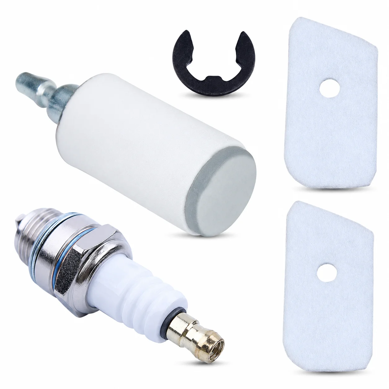 Air Fuel Filter Spark Plug E-Clip Kit For Husqvarna 124L 125L 125R 128L 128LD 125C 128C String Trimmer Parts Replaces 530150253