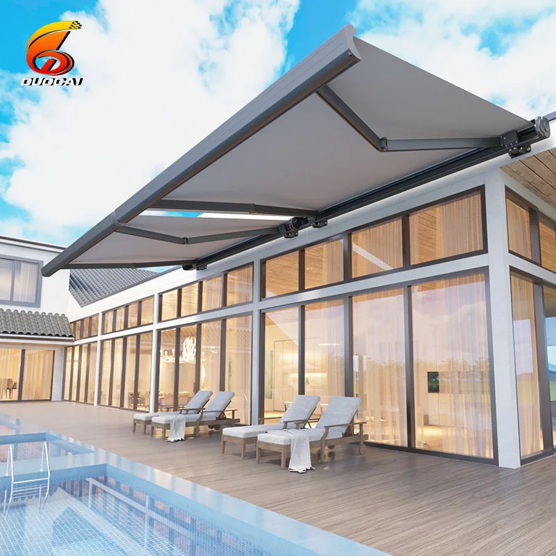 

Motorized Retractable Cassette Roof Awnings With Led Light
