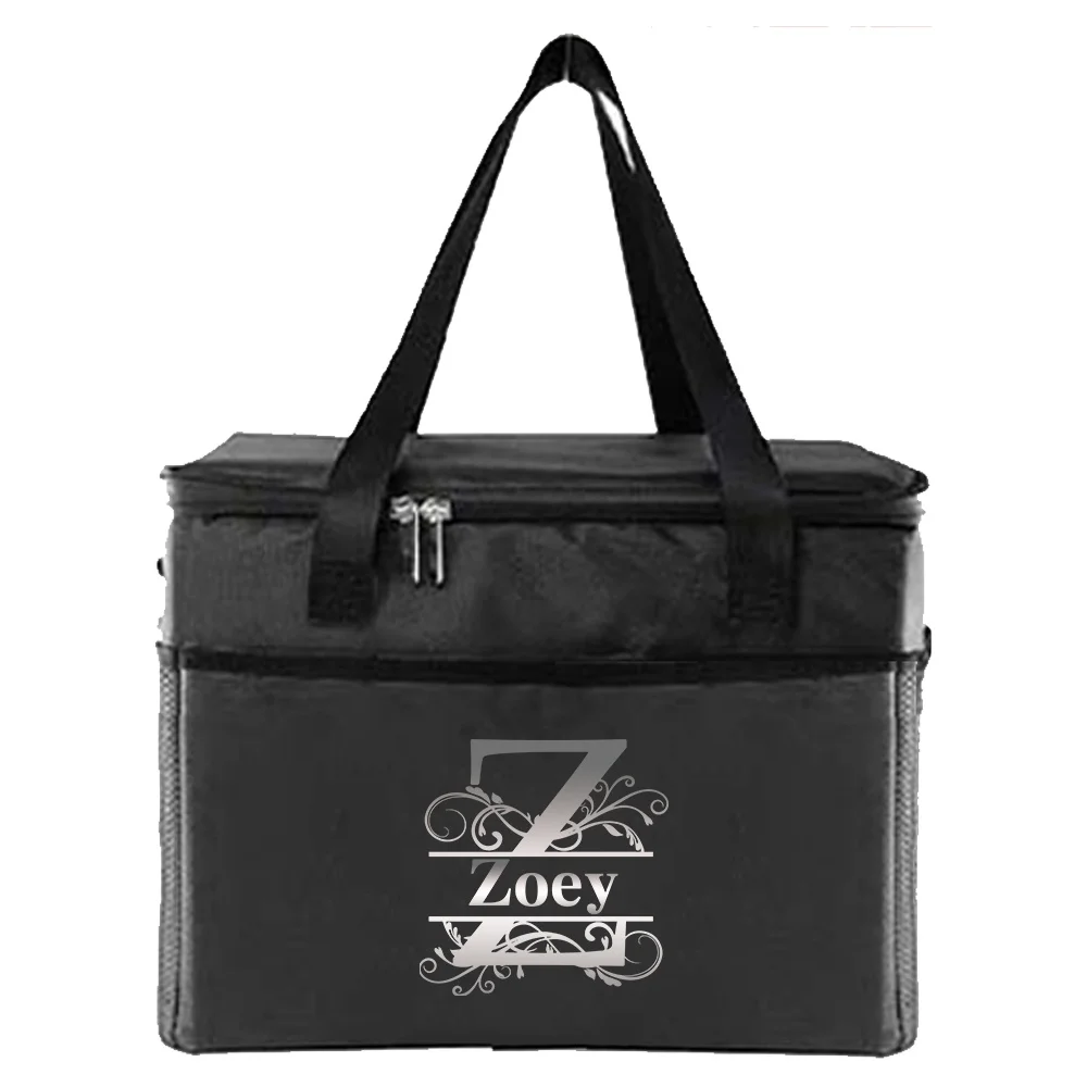 パーソナライズされたカスタムネームアルミホイル厚手ポータブル保温バッグ再利用可能なピクニックトートジッパー付き保温ランチバッグ