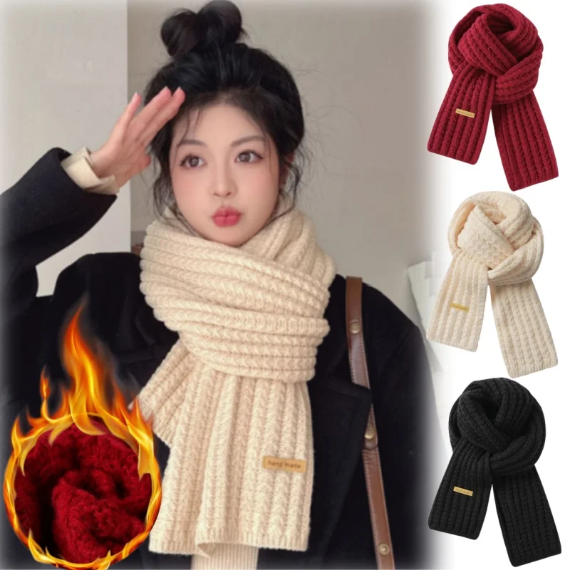 

Soft Chunky Knit Scarf for Women Winter Warm Solid Color Korean Style Couple Matching Cozy College Student Cute Outfit Essential