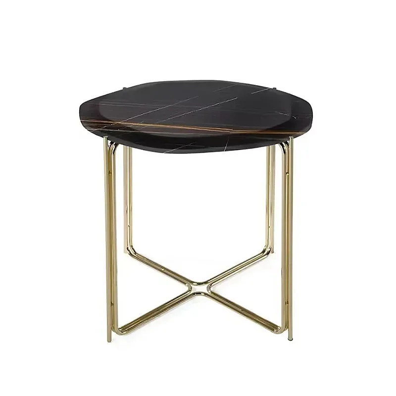 Luxury villa model room living room household stainless steel leopard print corner table