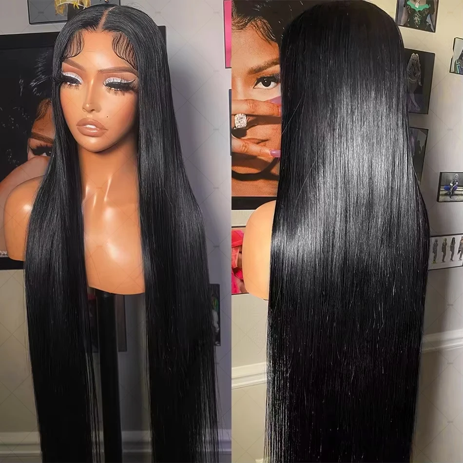 30 40 Inch 280 Density Bone Straight 13X6 Hd Lace Frontal Wig 13X4 Transparent Lace Front Pre Plucked 100% Human Hair For Women