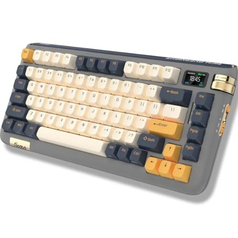 F75 Mechanical Keyboard 75% Hot Swappable Gasket Structure Tri-Mode Gaming Keyboard 81 Keys RGB tooth Wireless Keyboard with Li