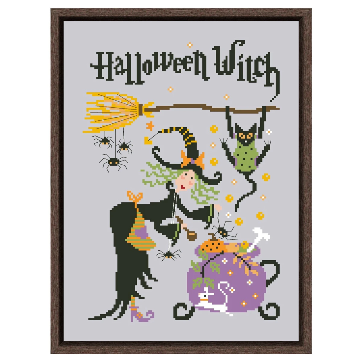 Halloween witch cross stitch kit cartoon 18ct 14ct 11ct silver canvas stitching embroidery DIY