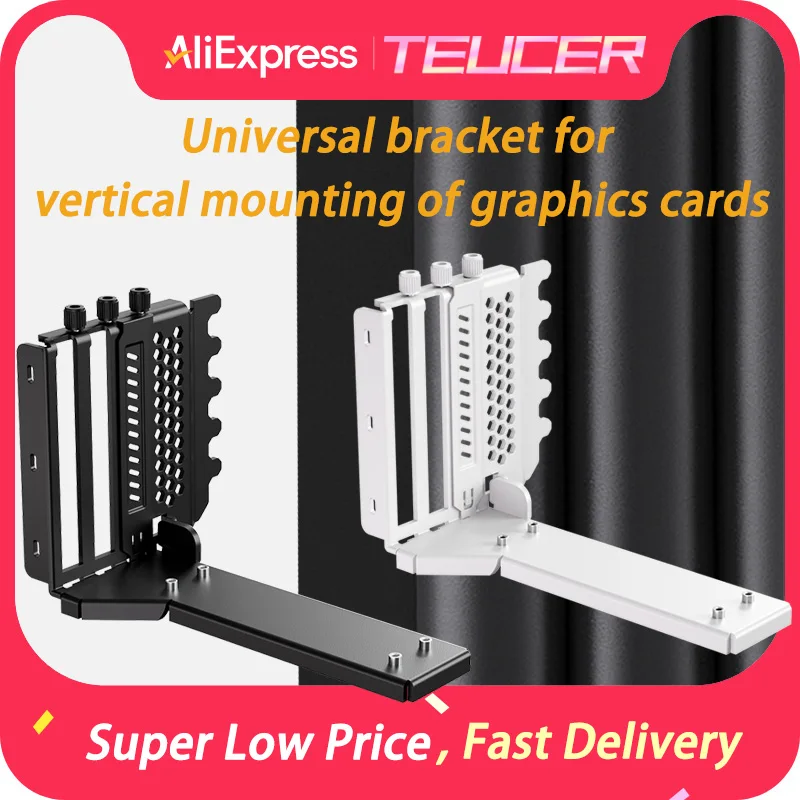 

TEUCER PCIE 3.0 4.0 Universal Vertical GPU Holder Kit 2/3 Stopper For 7PCI Baffle Position Chassis Graphic Card Bracket