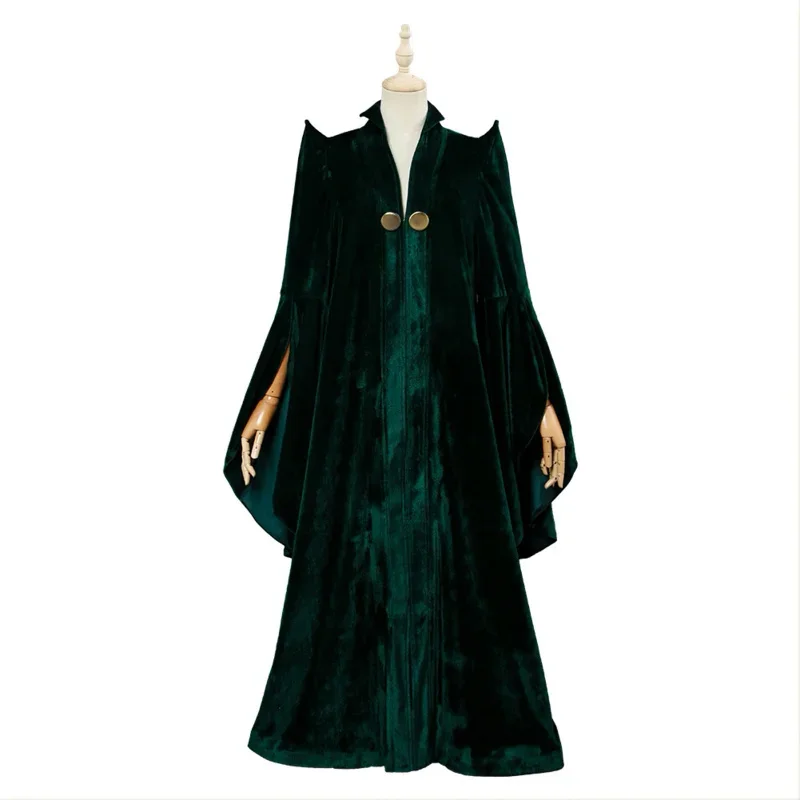 Professor Minerva Mcgonagall Cosplay Kostuum Groen Touw Cape Hoed Wand Volledig Halloween Pak