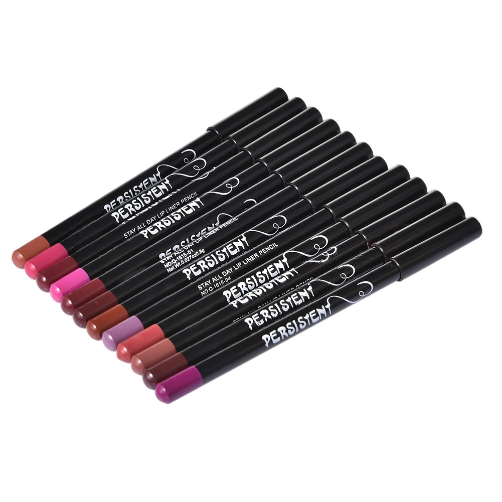 12pcs Professional Multi-functional Lipliner Pencil Long Lasting Waterproof Lip Eye Brow Cosmetic Makeup Colorful Lip Liner Pens