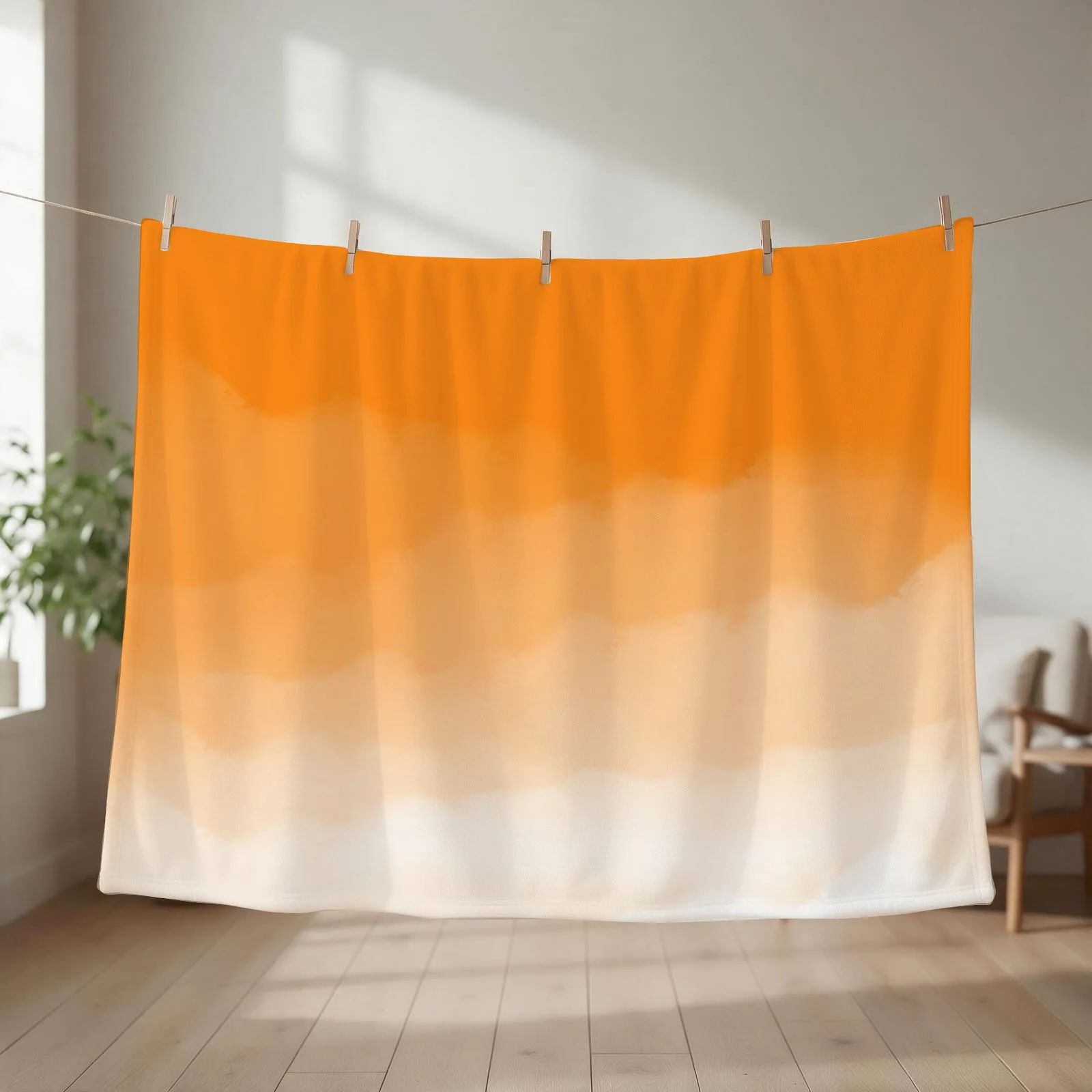 Orange Watercolor Ombre (orange/white) Throw Blanket Hair Decorative Sofa for babies Moving Blankets