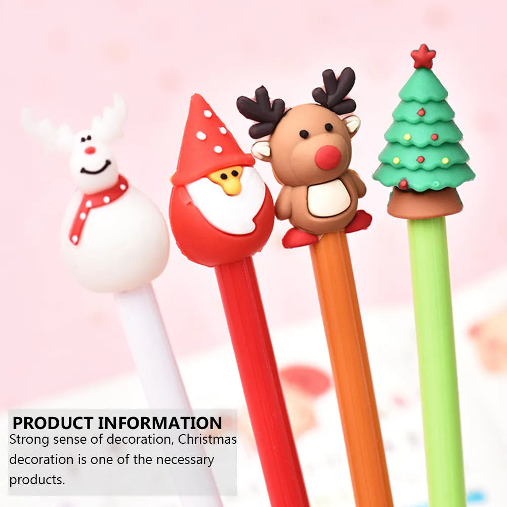 

12Pcs Christmas Gel Pens 0.5mm Xmas Cartoon Writing Pens Creative School Stationery Fun Xmas Gift Christmas Cartoon Gel Pen
