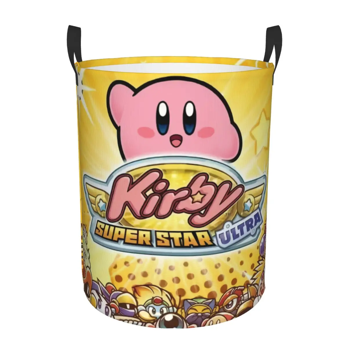 Japanese Game Cute Pink Star Kirbys Cartoon Laundry Basket Foldable Clothes Hamper Storage Bin for Living Room