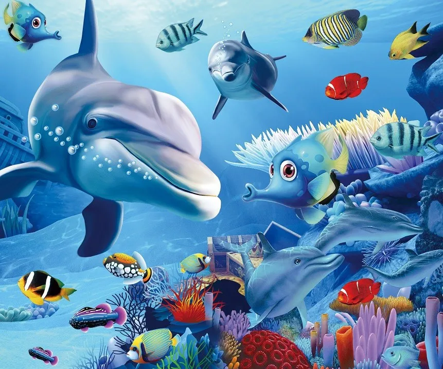 

Sea Dolphins Flatfish 500/1000/1200/2000 PCS Jigsaw Puzzles Family Activity Games for Gameroom Bedroom Gifts Home Decor