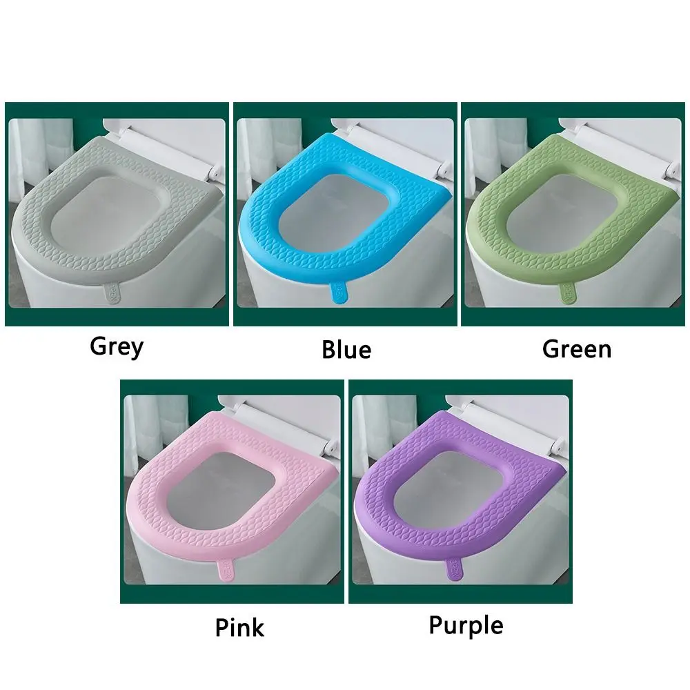 Waterproof Toilet Seat Cushion Reusable Silicone Household Washable Paste Foam Toilet Cover Seat Pad Handle Bathroom Accessories