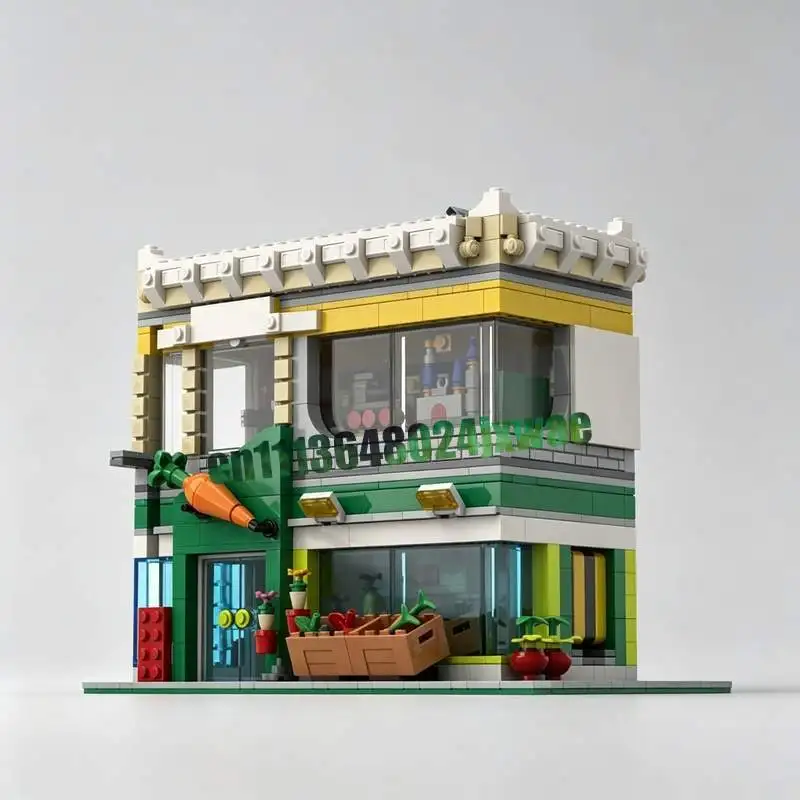 940 PCS Grocery Store MOC Creative Street View Model Custom Puzzle Architecture DIY Assembly Building Blocks Toy Holiday Gifts