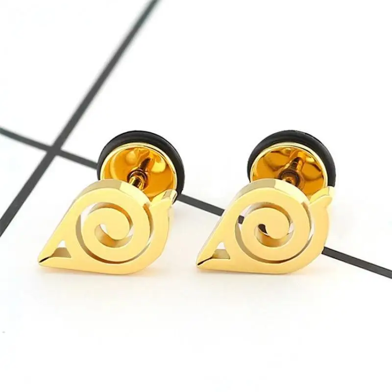 New Anime Naruto Titanium Steel Earrings Cosplay Props Character Naruto Sasuke Steel Earrings Stainless Steel Jewelry Gift