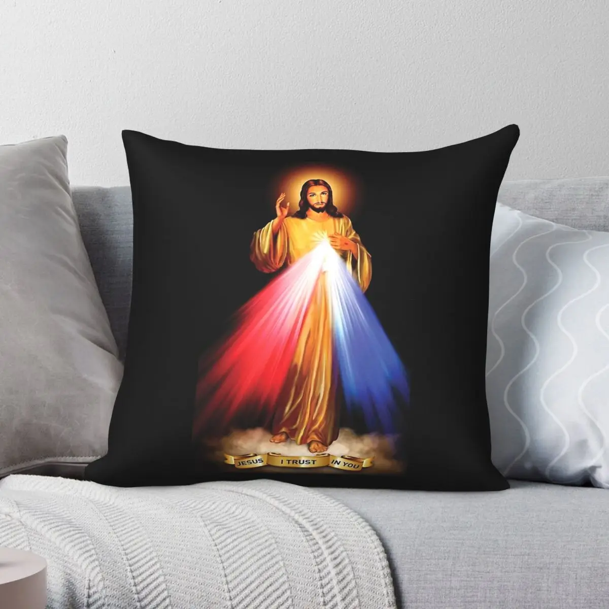 Jesus Saint Faustina Divine Mercy Square Pillowcase Polyester Linen Velvet Printed Decor Throw Pillow Case Room Cushion Cover