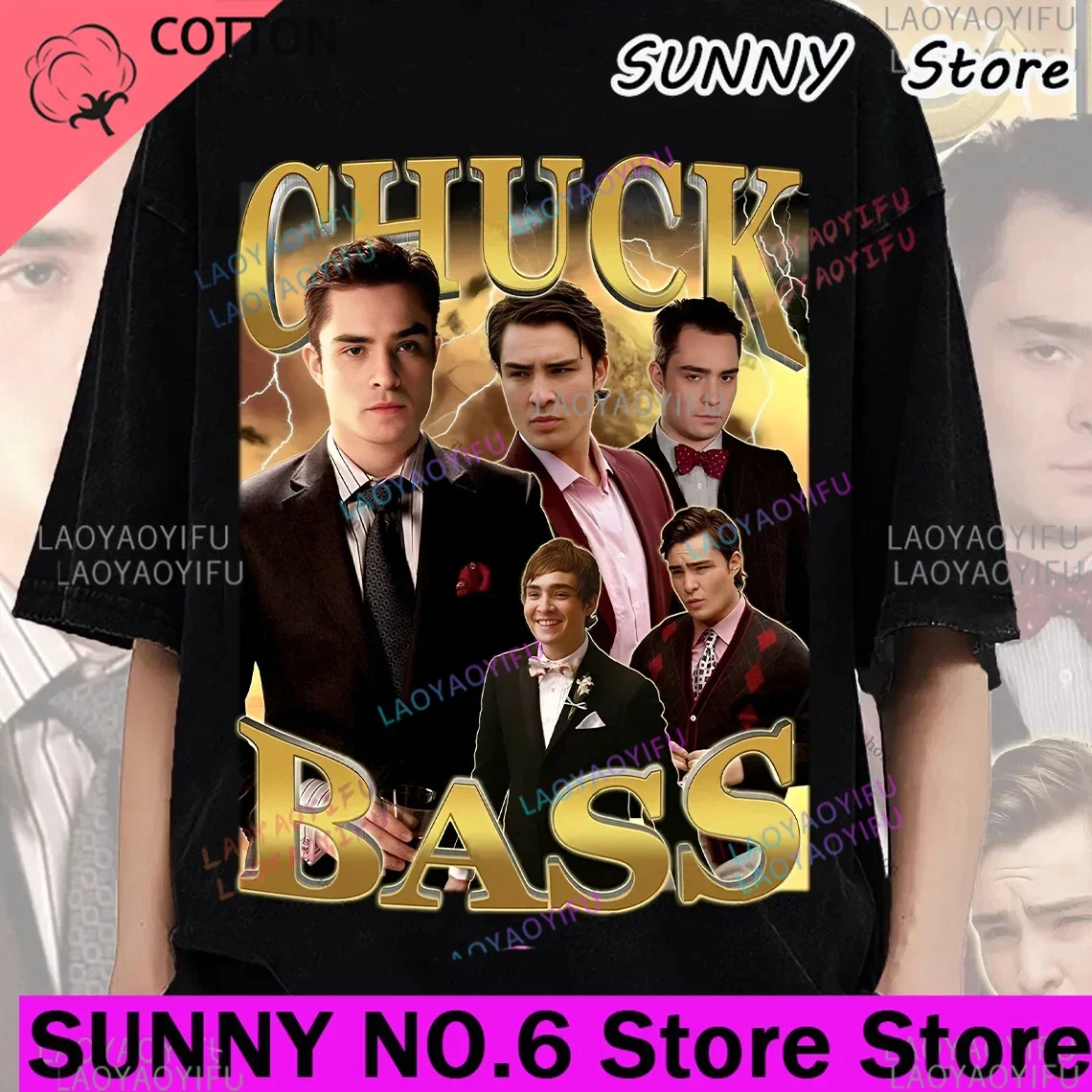 2024 Chuck Bass Gossip Girl '90s Vintage Style T-shirt Chuck Bass Men's and Women's T-shirt custom gift