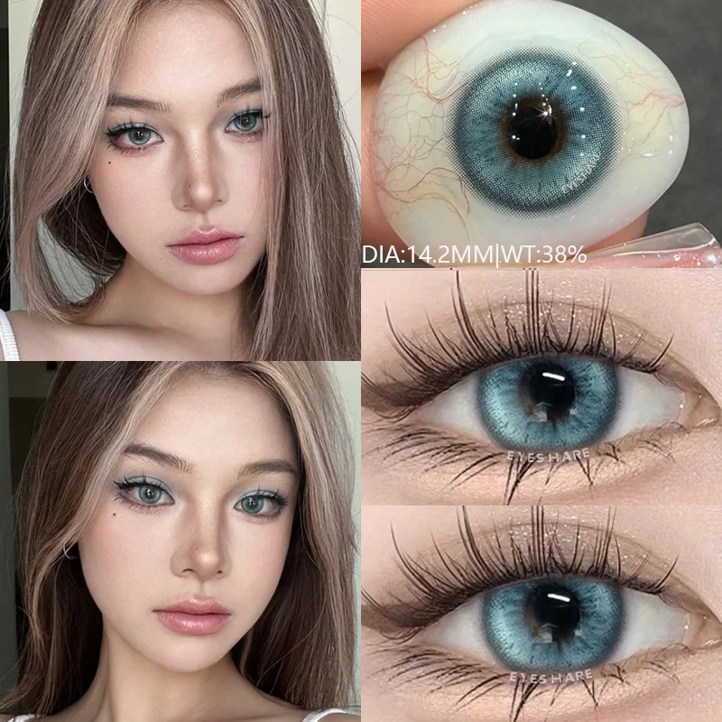 AMARA 1Pair Color Contact Lenses for Eyes Blue Soft Colored Contact Lens Natural Contact Lenses Eye Cosmetic Blue Color Lens