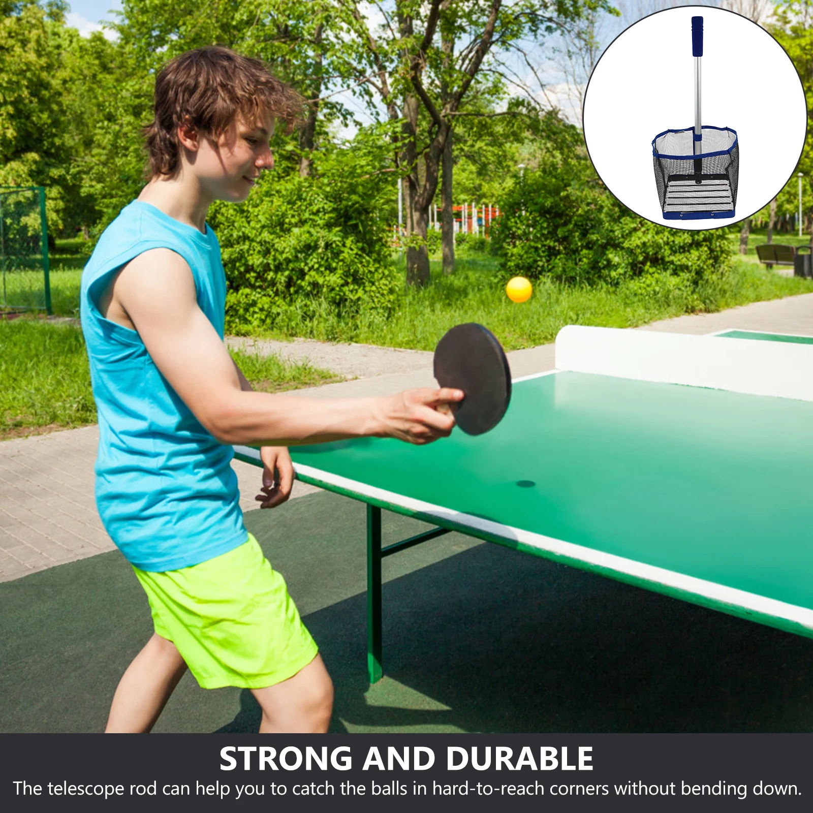 

Telescope Pingpong Picker Table Tennis Ball Container Organizer Blue High Quality Stainless Steel Nylon Retractable