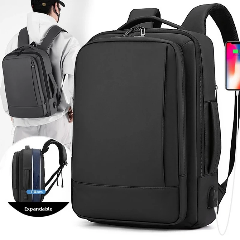 

Expandable Business Backpack For Men Large Capacity Travel Working Men's Bagpack College Student Bookbag USB Chargin