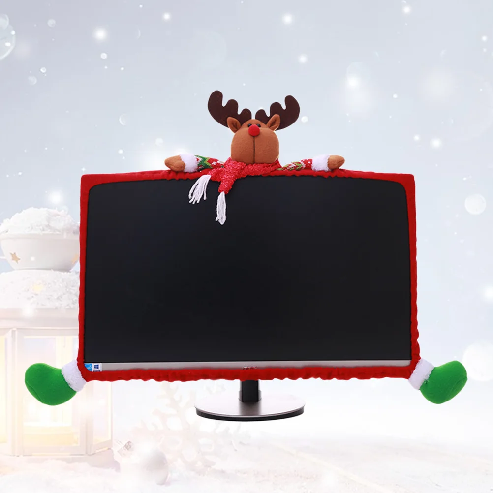 

25-35 Inch Computer Screen Cover Cute Cartoon Christmas Decor Monitor Protector Holiday Ornament Gift Idea Festival Accessory