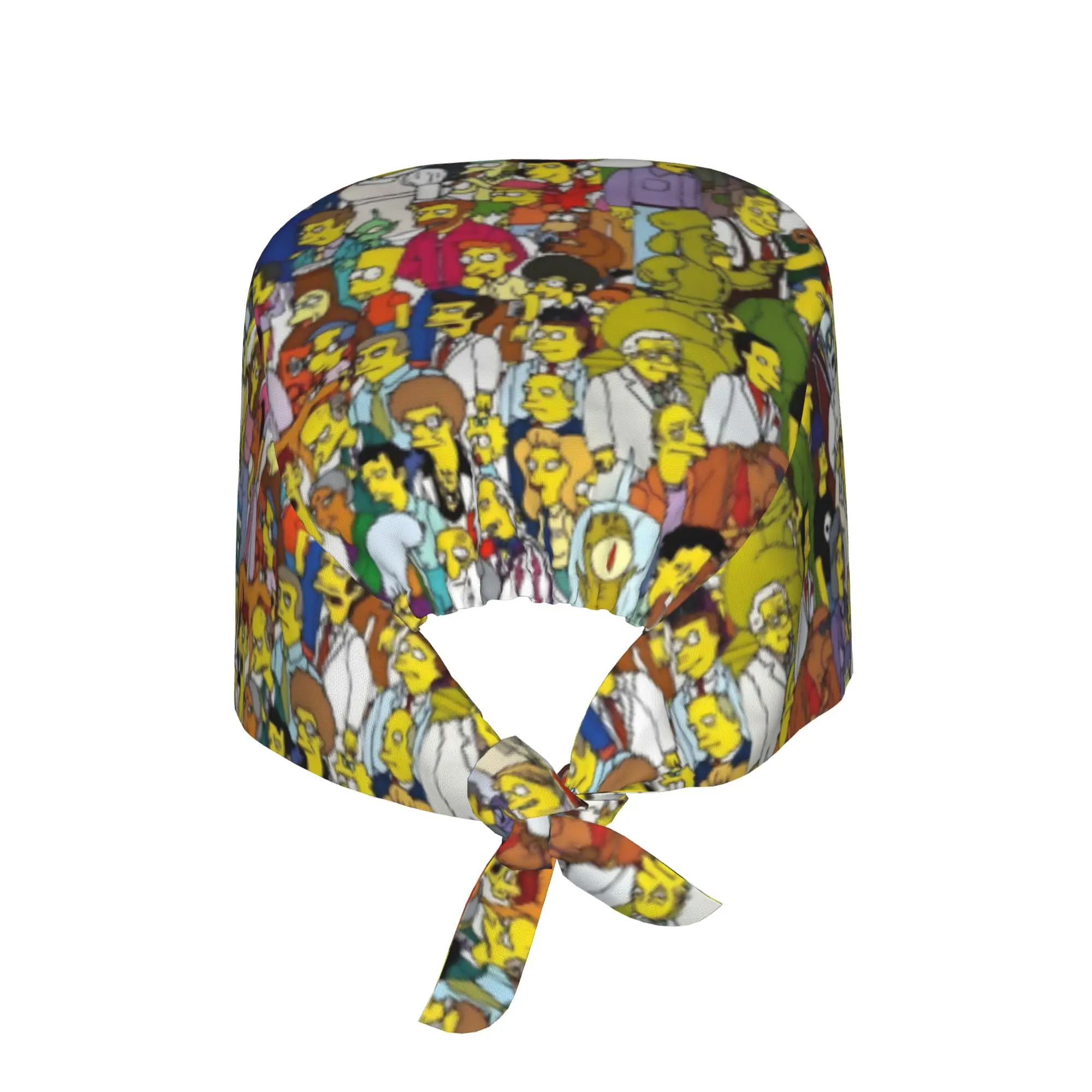 S-Simpsoned Cartoon Nursing Work Cap Surgical Scrub Caps Unisex Nursing Hair Hats Homer Manga Work Scrubs Hat Medical Surgical