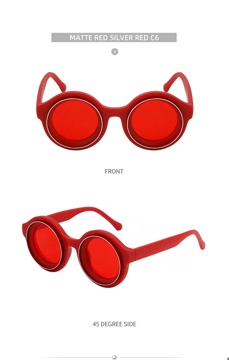 Punk runde Sonnenbrille Männer Luxusmarke Design Steampunk Sonnenbrille für männliche Sommer neue Mode kleine Rahmen Sonnenbrillen Brillen – Detail 17