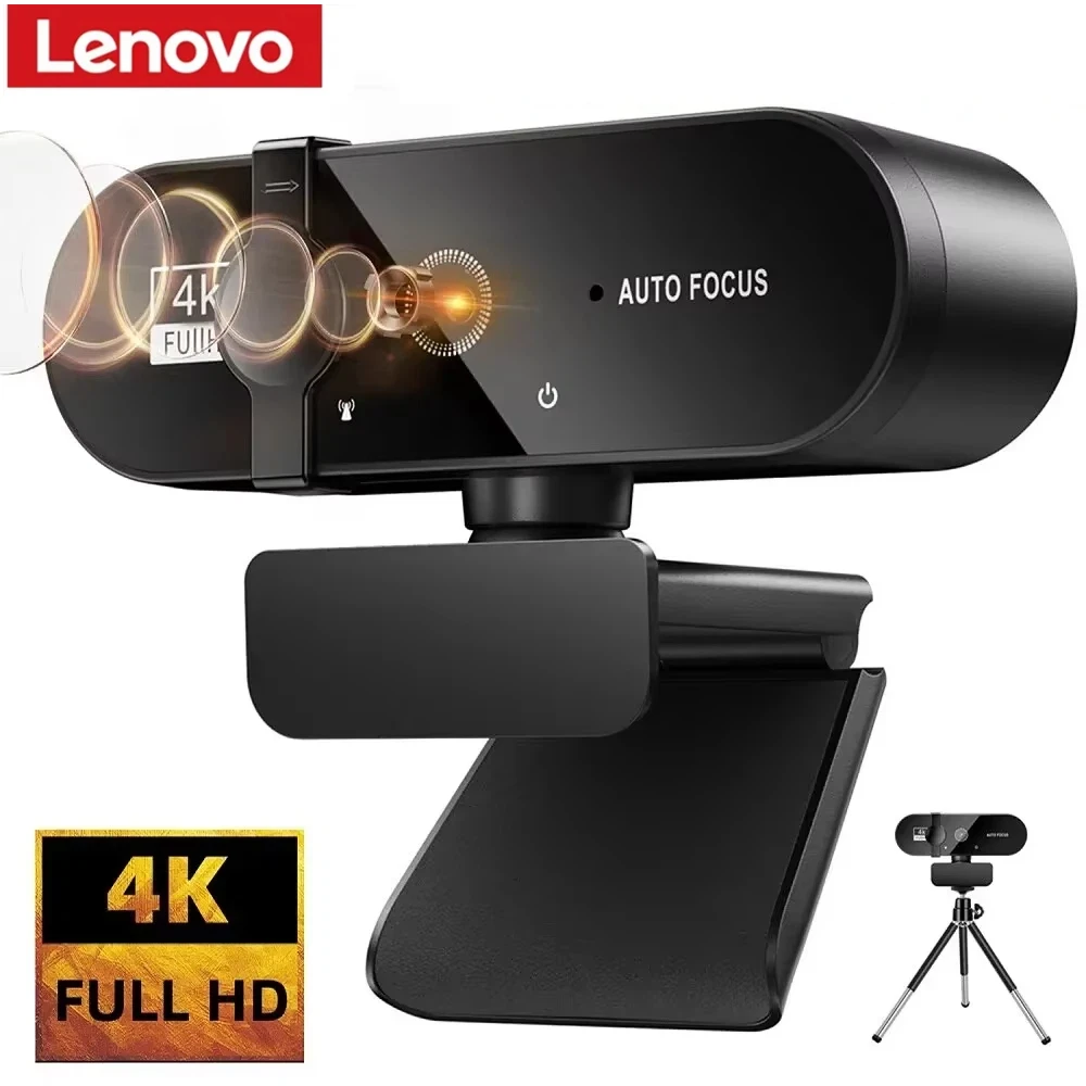 Lenovo 4K Web Camera 1080P Mini Camera Full HD Webcam with Microphone 30fps USB WebCam for Auto Focus Laptop Video Camera 2026
