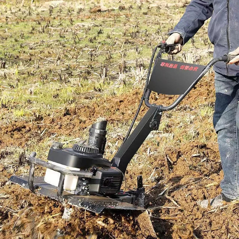 High-power rotary tiller multi-function tiller weeding ditching loose soil ploughing gasoline small micro tiller