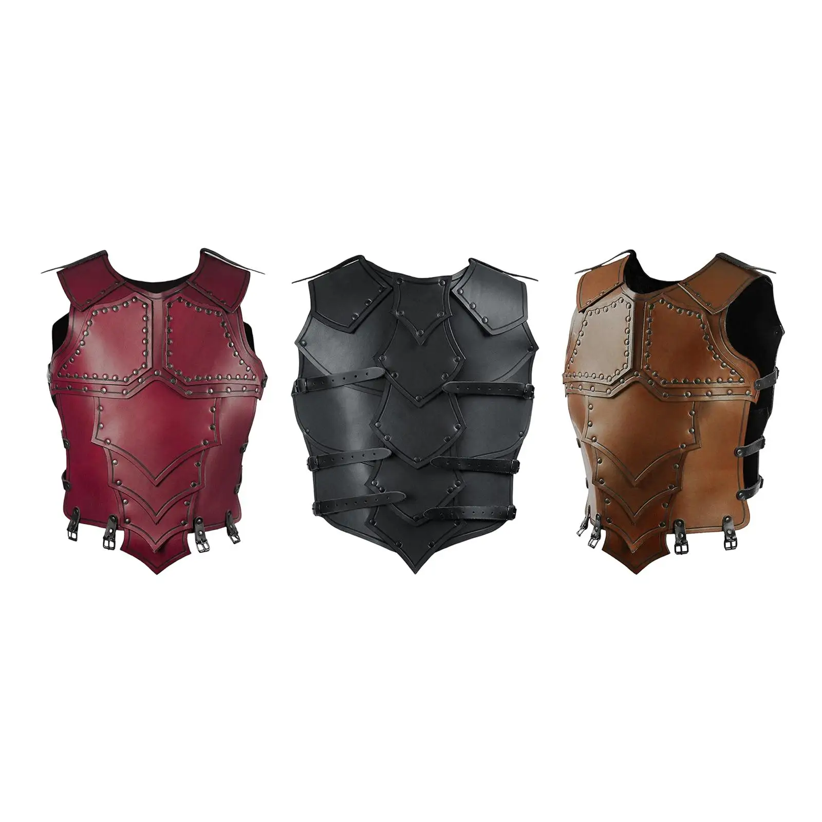 

Medieval Chest Armour Adjustable PU Leather Costume Vest Knights Body Guard for Halloween Cosplay Party Men Women